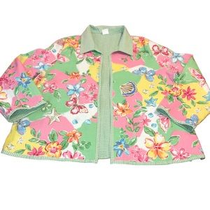Alfred Dunner Floral & Gingham Reversible Jacket Size 22W